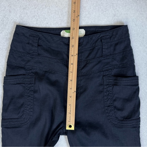 Anthropologie Womens Wide Leg Linen Blend Pants Size 25 Blue Boho Retro Preppy - Picture 12 of 15